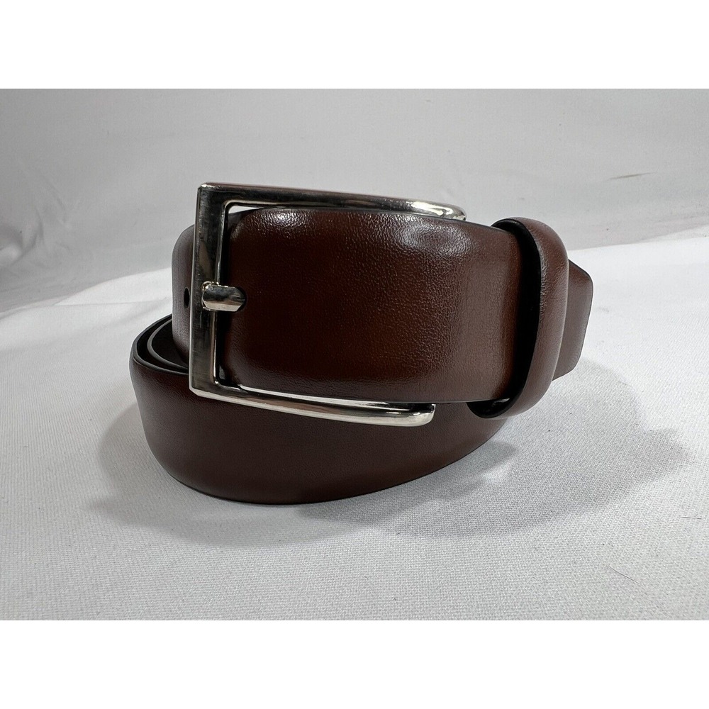 Anchor Leather Belt Mens Large Brown Silver‎ Buckle Classic Heritage Casual